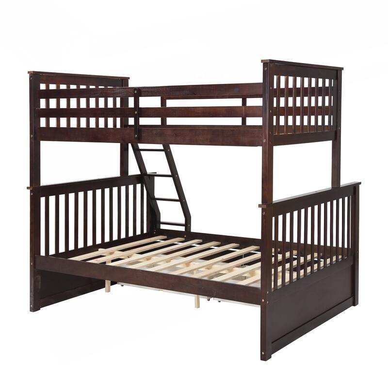 Versatile Wooden Bunk Bed with Storage and Safety Features for All