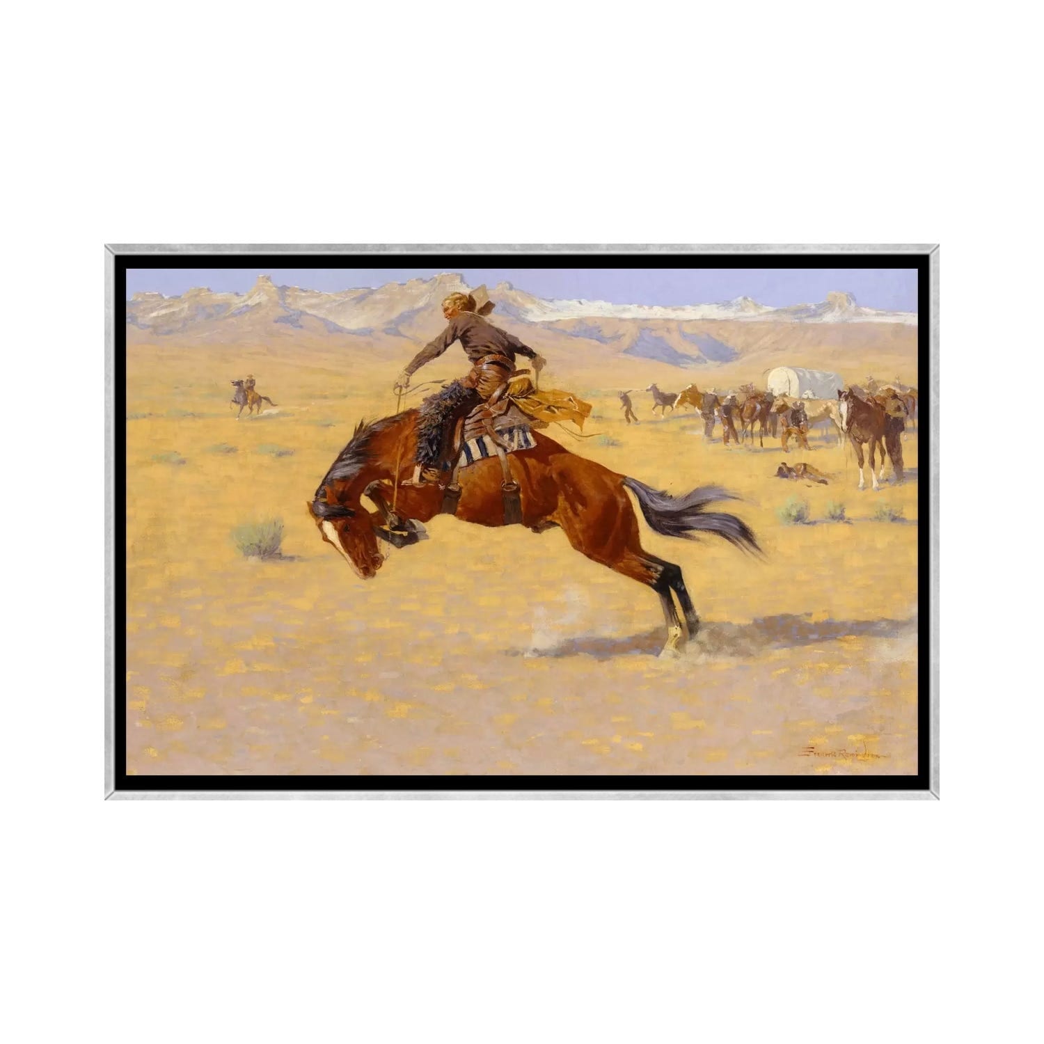 iCanvas "A Cold Morning on the Range, c.1904 " by Frederic Remington Framed