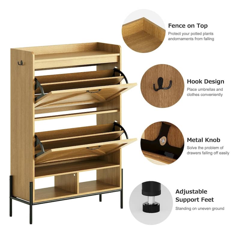 Shoe Cabinet with 2 Flip Drawers - 2 Flip Drawers