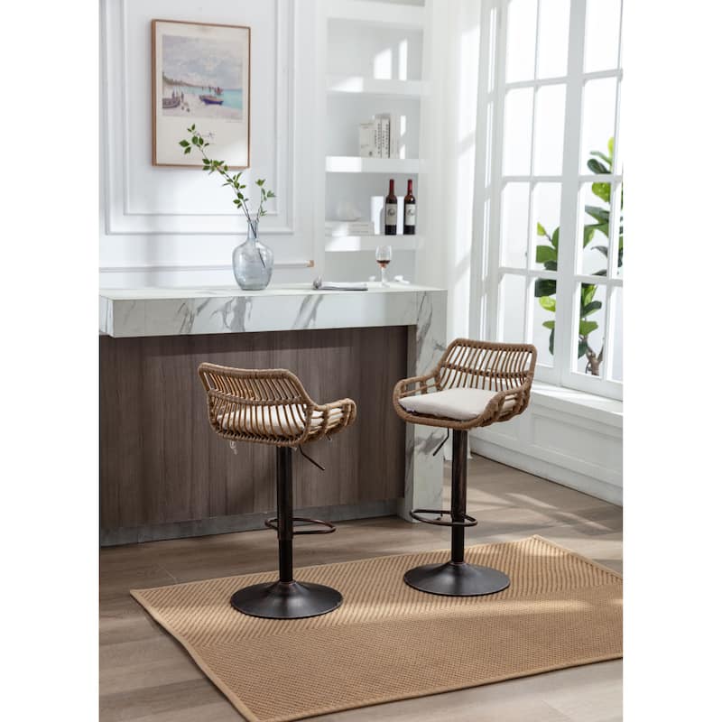 Swivel Bar Stools Set of 2 Adjustable Counter Height Chairs