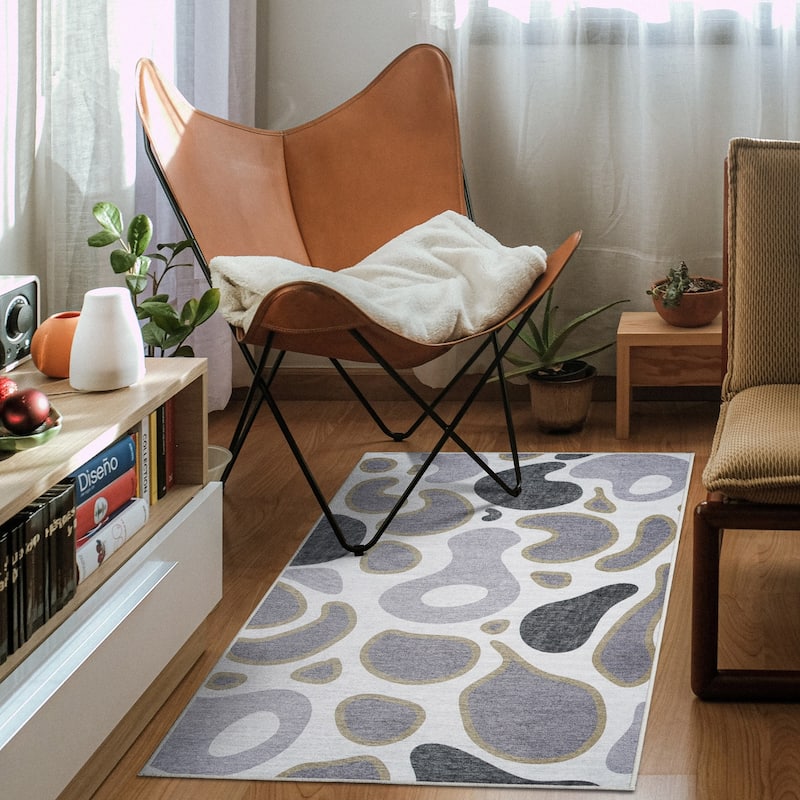 My Magic Carpet Kyoa Grey Olive Machine Washable Rug