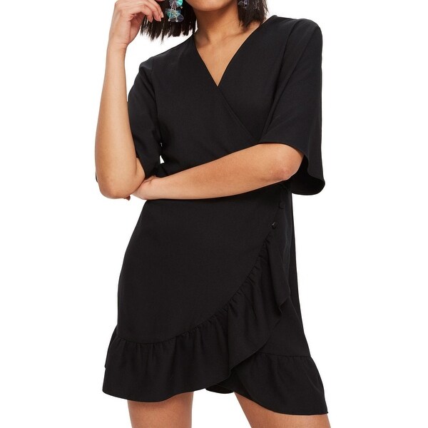 topshop black ruffle dress