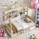 preview thumbnail 21 of 57, Wooden House-shaped Twin House Bed with Bedside Built-in Storage Shelves,Under Bed Storage,Kids and Baby Natural