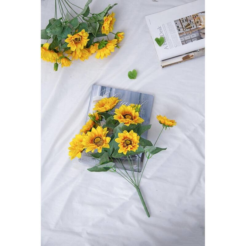10.2 x 11 x 18.9"H Artificial Yellow Sunflower BushX9,4 Pack
