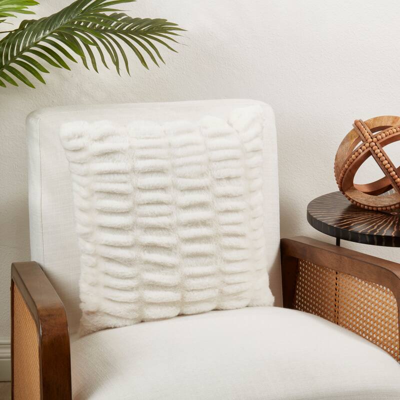 Soft Luxe Haven Faux Rabbit Fur Poly Filled Throw Pillow