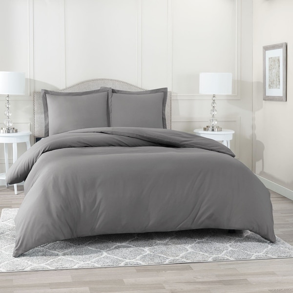 Nestl Ultra Soft Double Brushed Microfiber Duvet Cover Set with Button Closure - Hunter Green - Queen