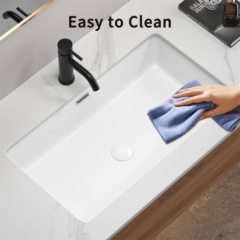 28" Modern Ceramic Undermount Bathroom Sink Drop-in Deep