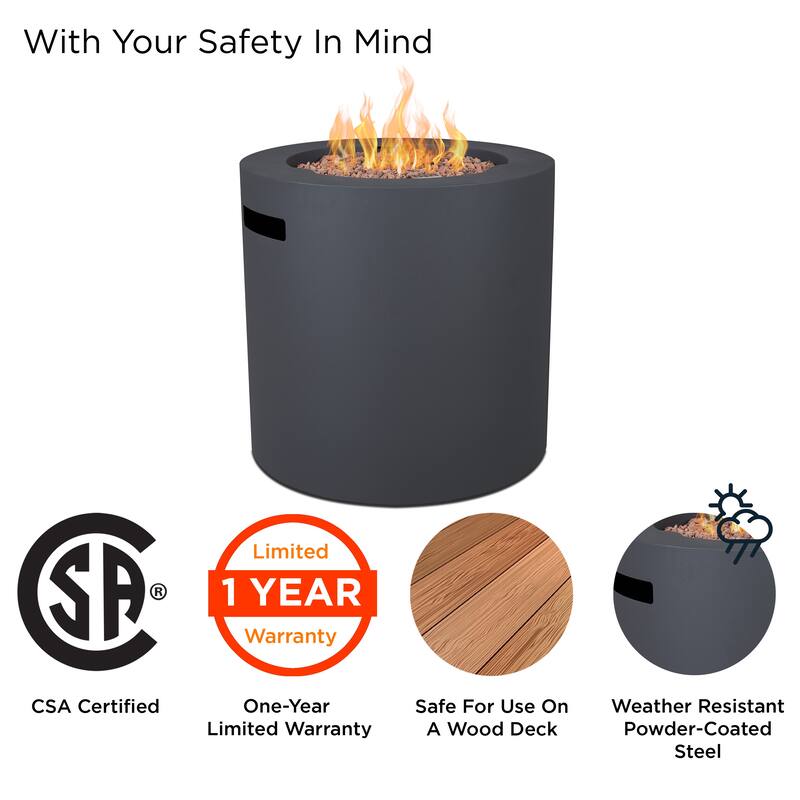 Aegean 24" Round Propane Fire Table in Weathered Slate by Real Flame