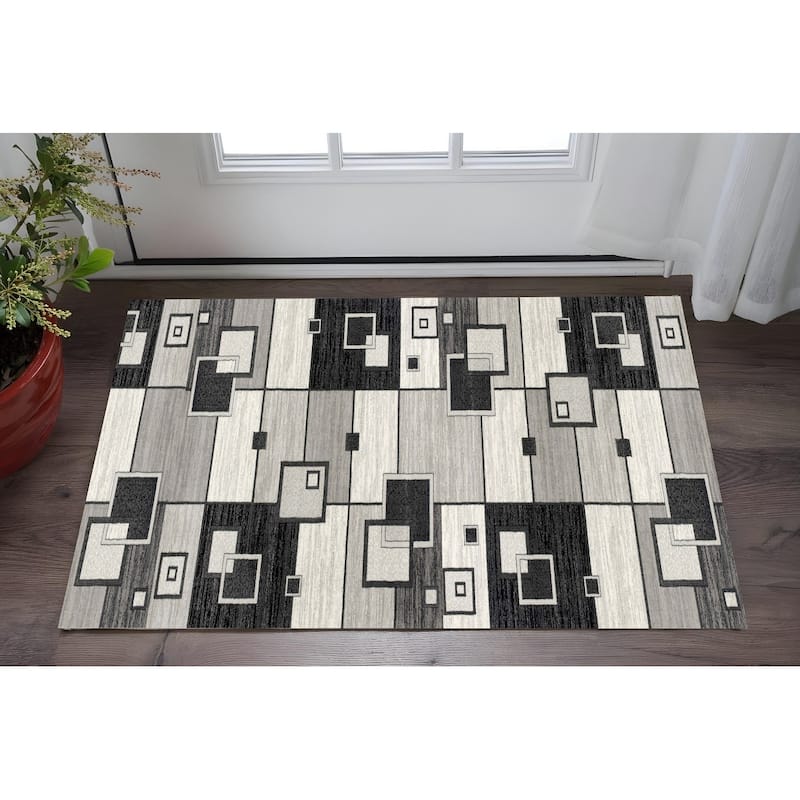 HomeRoots Geometric Modern Runner Area Rug - 60.00 in. x 27.00 in.  x 0.30 in.