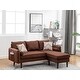 preview thumbnail 1 of 3, Mia Brown Linen Fabric Sectional Sofa Chaise with USB Charger & Pillows