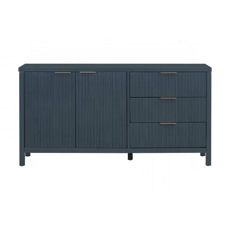 Minimalist Wave-Pattern Sideboard with Diverse Materials