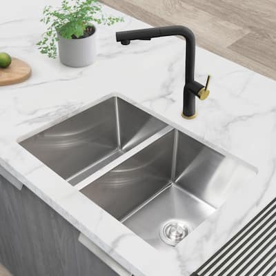Dual Mount 27" Stainless Steel Double-Bowl Kitchen Sink Handmade - 27" x 18" x 10"
