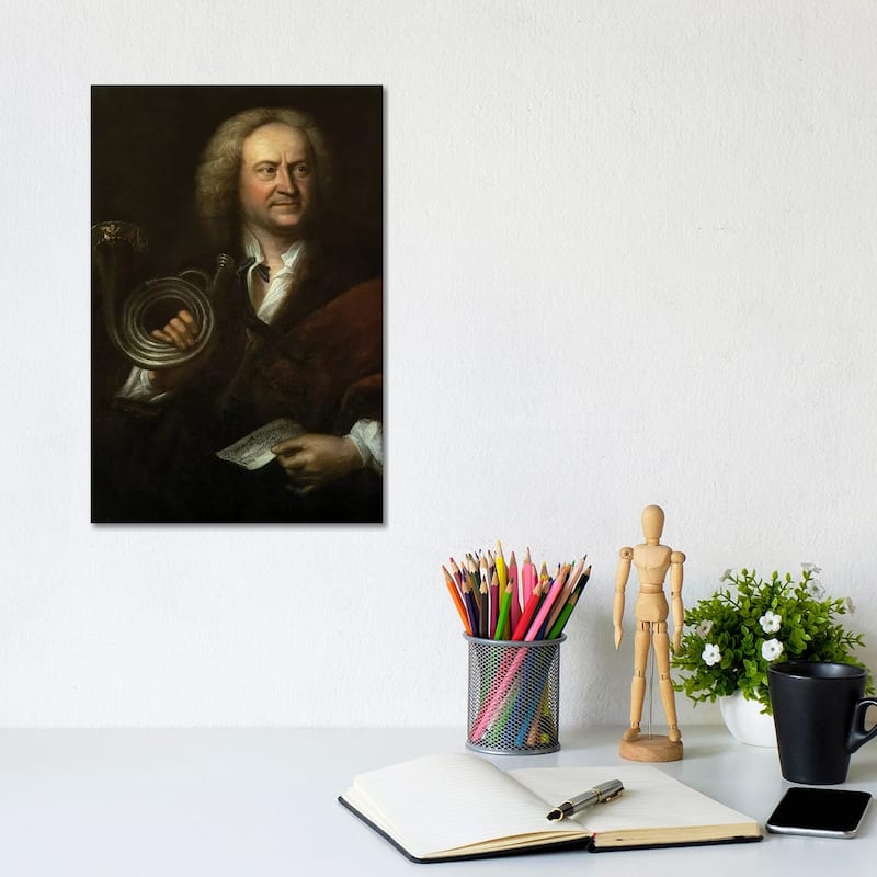 iCanvas "Gottfried Reiche , Senior Musician and Solo Trumpeter of Bach's Orchestra" by Elias Gottleib Haussmann Canvas Print - 12x8x0.75