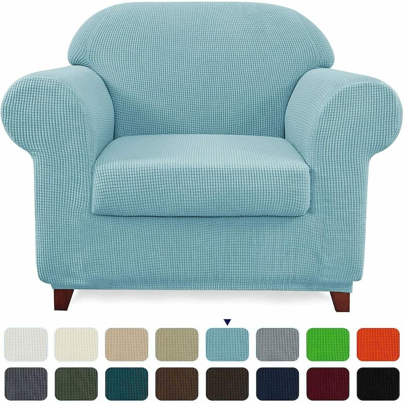 Subrtex 2 Piece Armchair Slipcover Stretch Spandex Furniture Protector - Steel Blue