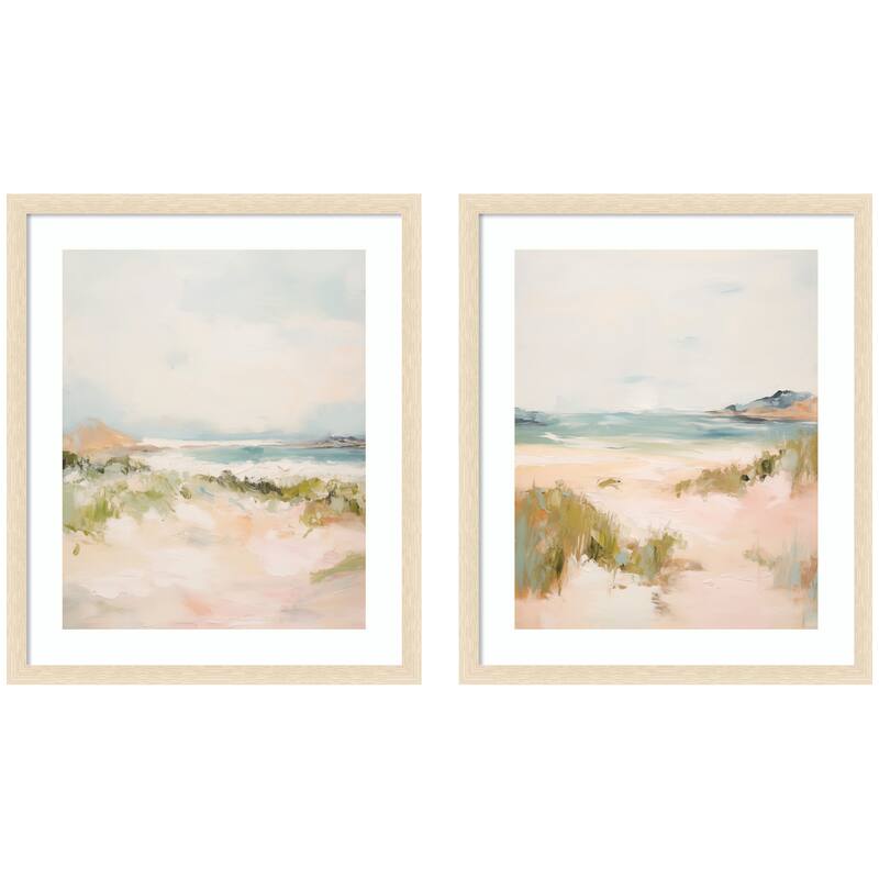 Kate and Laurel Tranquil Landscape 2 Piece Framed Wall Art Print Set by Amy Lighthall - 2 Piece Set 21x25 - Natural