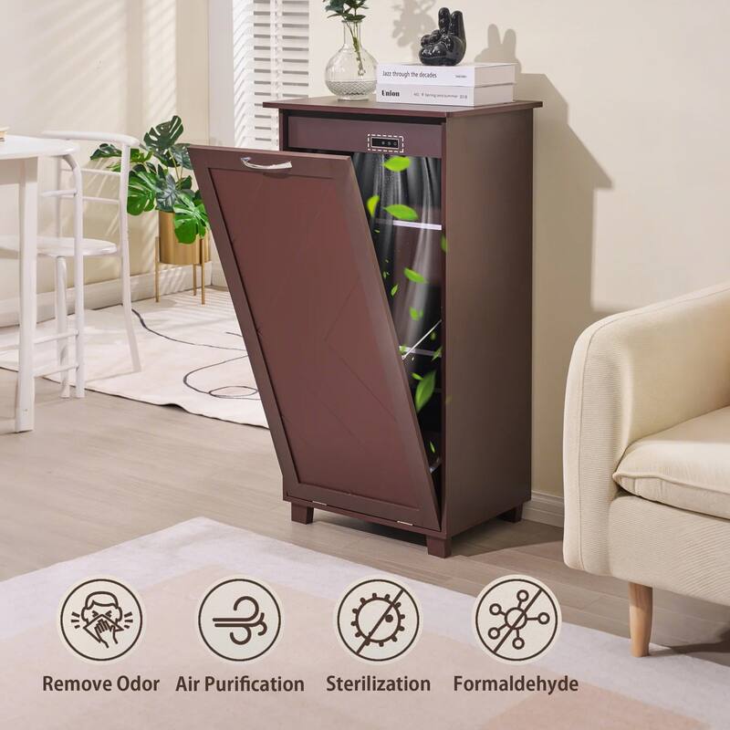 VECELO Tilt Out Kitchen Trash Bin Cabinet with Negative Ion Deodorizing Function Hidden Storage for Kitchen
