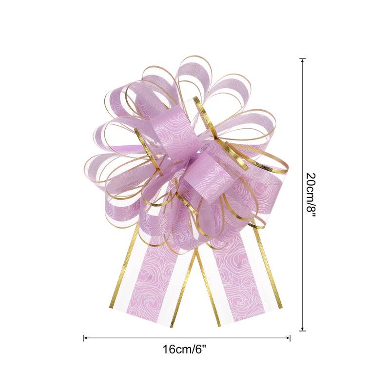 20pcs Large Pull Bow Gift Wrapping Bows Ribbon Organza for Wedding - Light Purple - 6 Inch