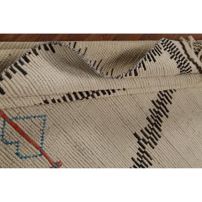 Moroccan Oriental Area Rug Hand-Knotted Wool Carpet - 6'0"x 9'9"