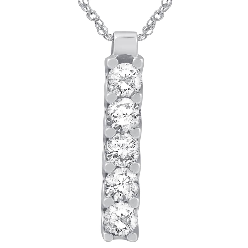 White Gold 1 1/4ct Journey Genuine Diamond Pendant