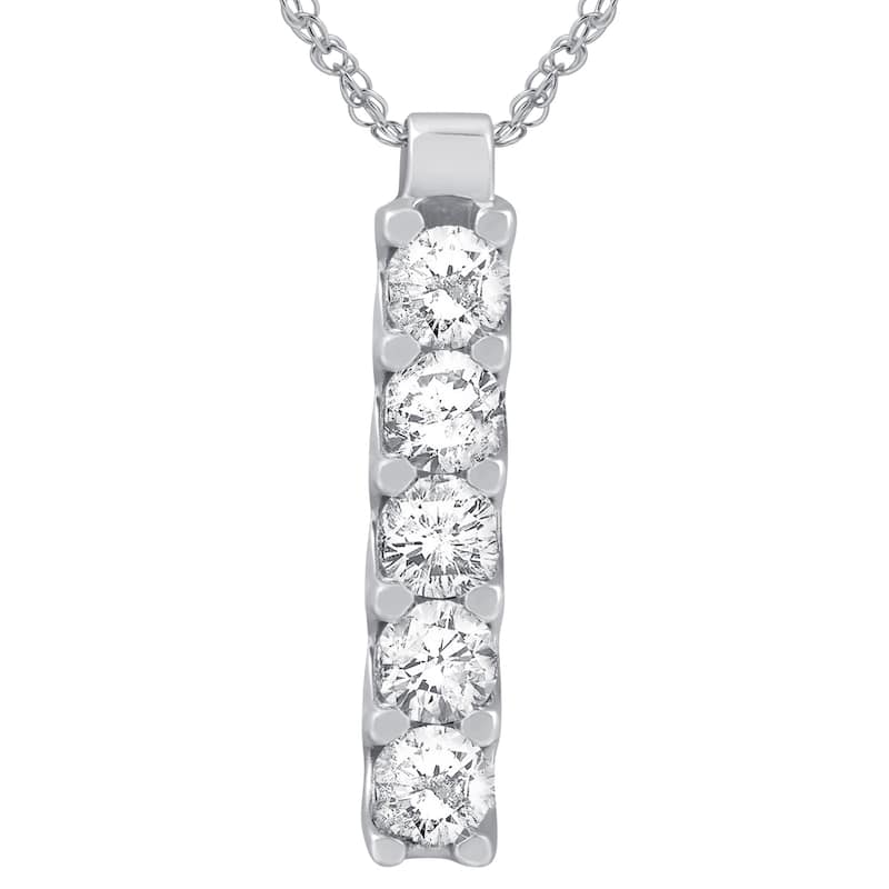 Bliss Diamond White Gold 1 1/4ct Journey Genuine Diamond Pendant - White - 18 Inch