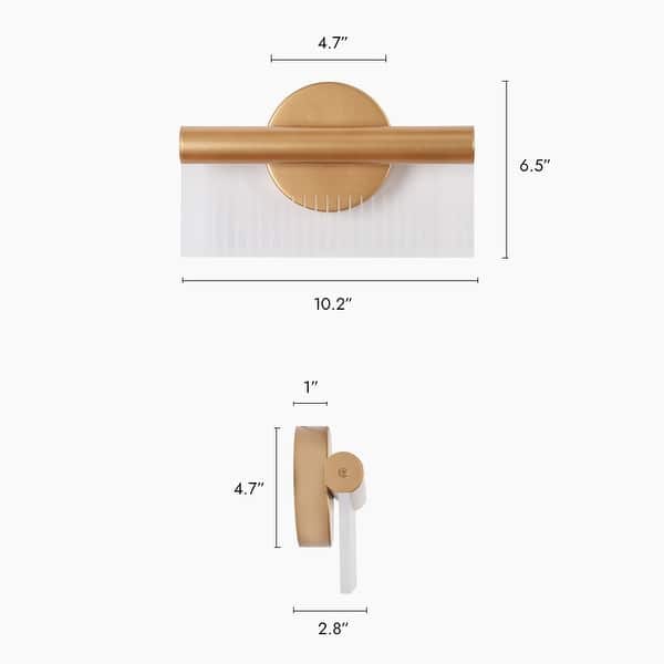 dimension image slide 1 of 3, Modern Gold LED Long Strip Wall Sconces Bathroom Vanity Lights