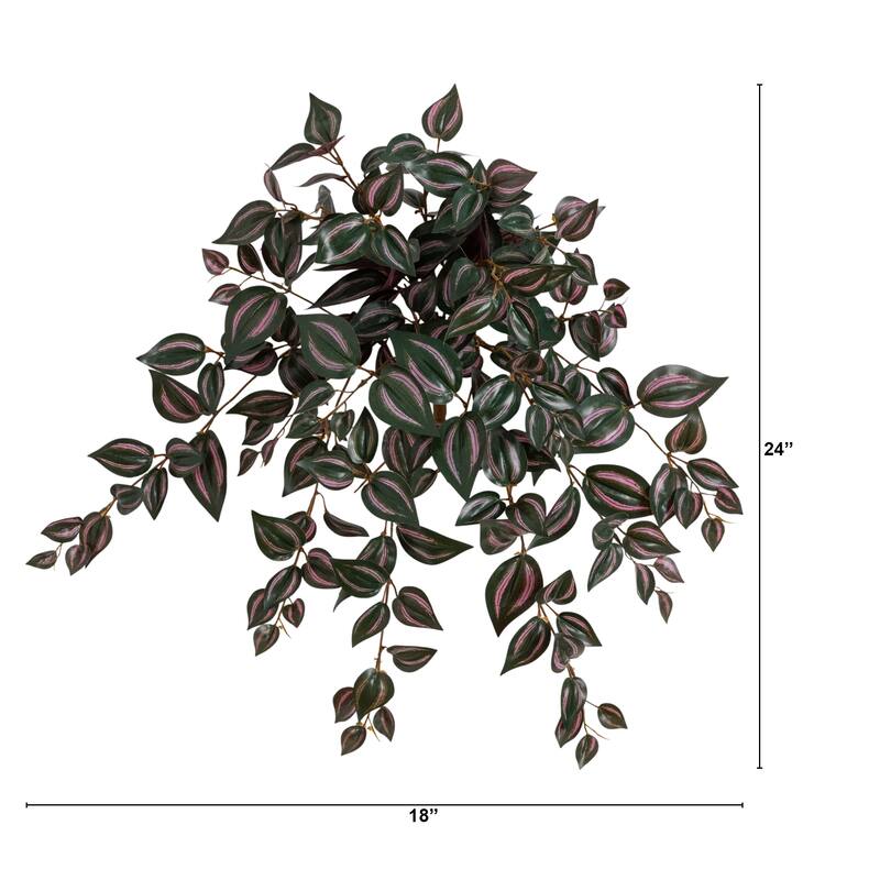 24-in UV Resistant Artificial Wandering Jew Hanging Plant - Set of 3