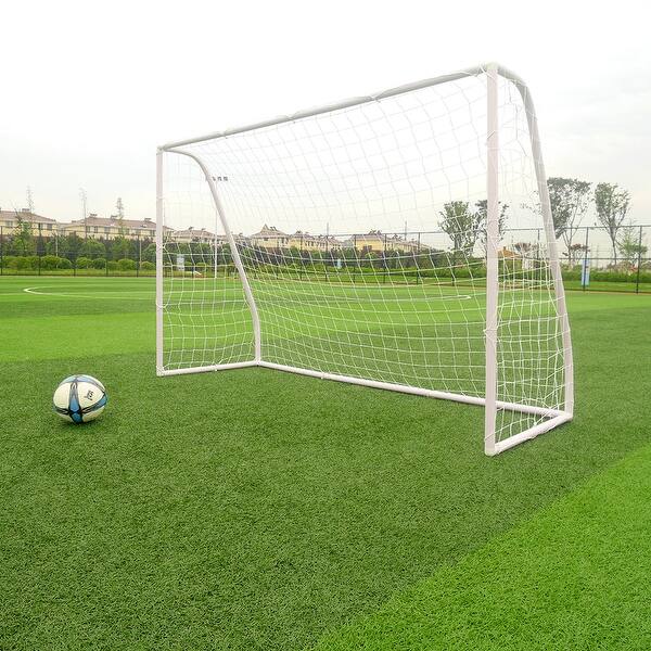 slide 2 of 7, 8' x 5' x 2.7' Portable Soccer Goal, Lightweight Professional Football Practice Training Aid Post Net White