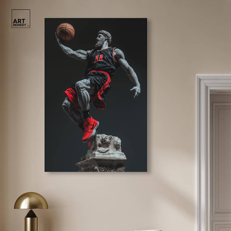 Basketball Sculpture Canvas by Art Remedy, Gallery Wrapped