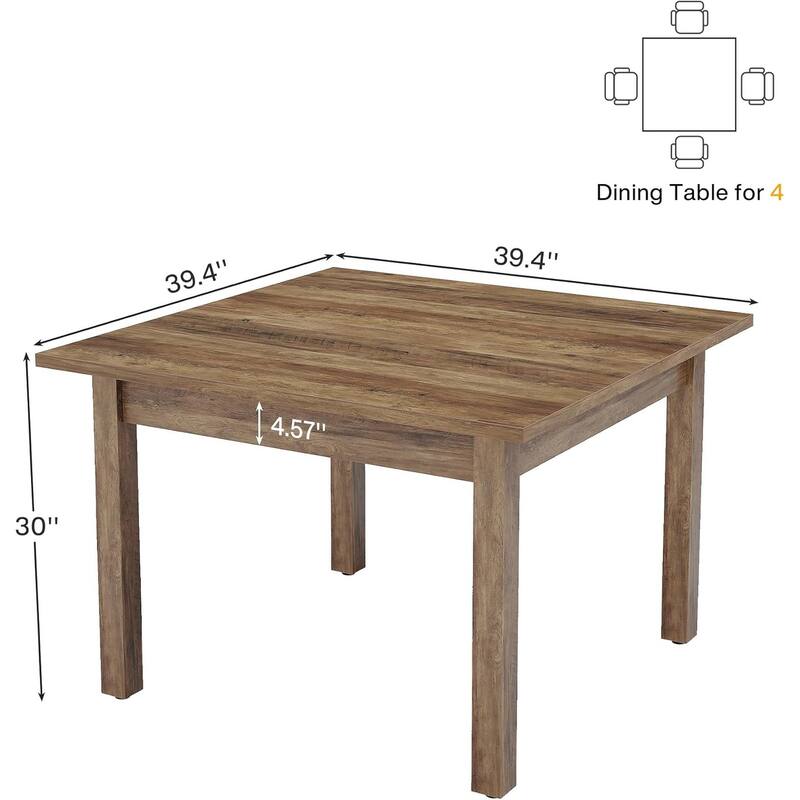 39.4 Inches Square Dining Table Solid Modern Wood Kitchen Table for Dining Room/Living Room Seats 2-4