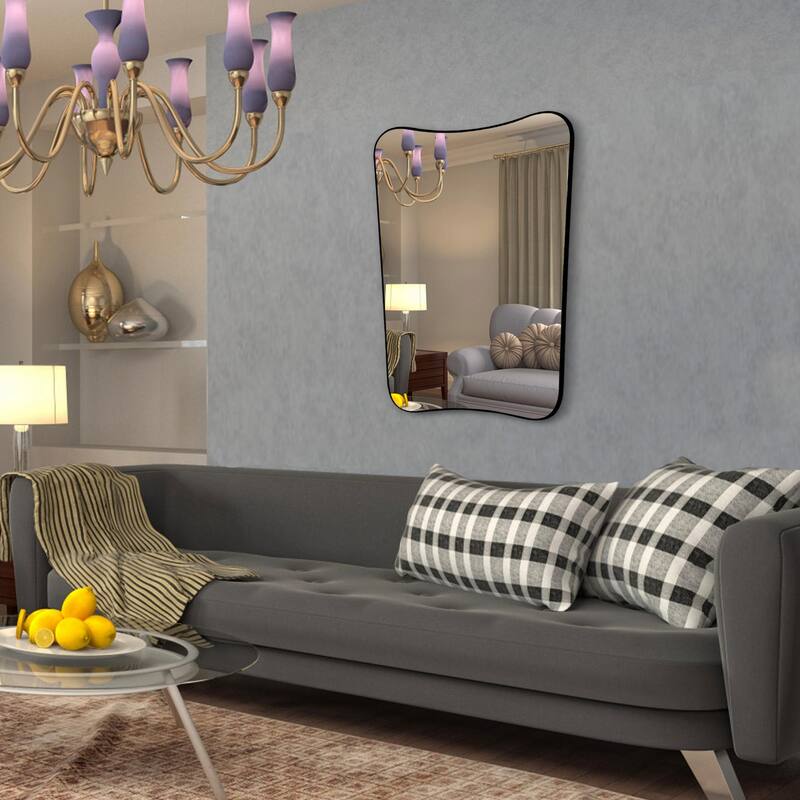 Irregular Concave Top Scalloped Wall Mirror - 36 x 24 Inches