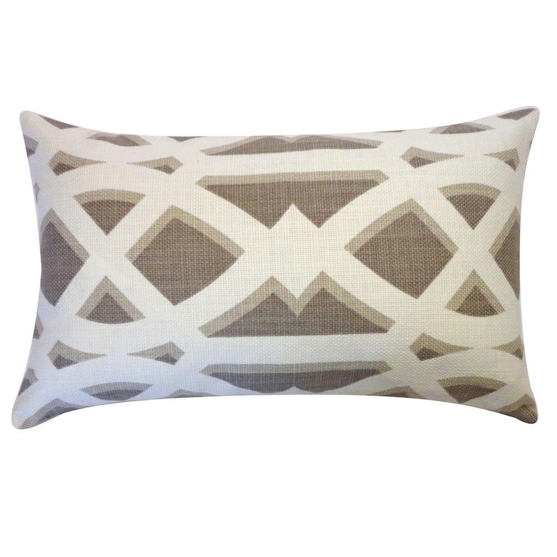 Jiti Indoor Geometric Patterned Cotton Accent Rectangle Lumbar Pillow 12 x 20 - Grey