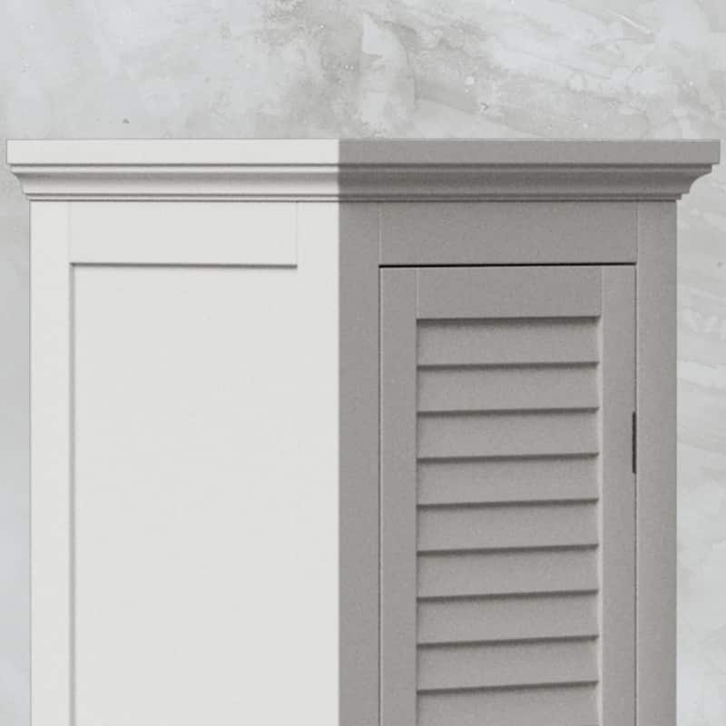 Teamson Home 62.99 in. H White Bathroom Linen Tower Cabinet with 2 Shutter Doors, Freestanding Storage Organizer