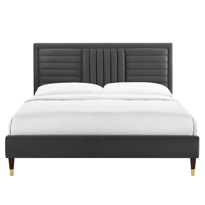 Sofia Channel Tufted Performance Velvet Queen Platform Bed