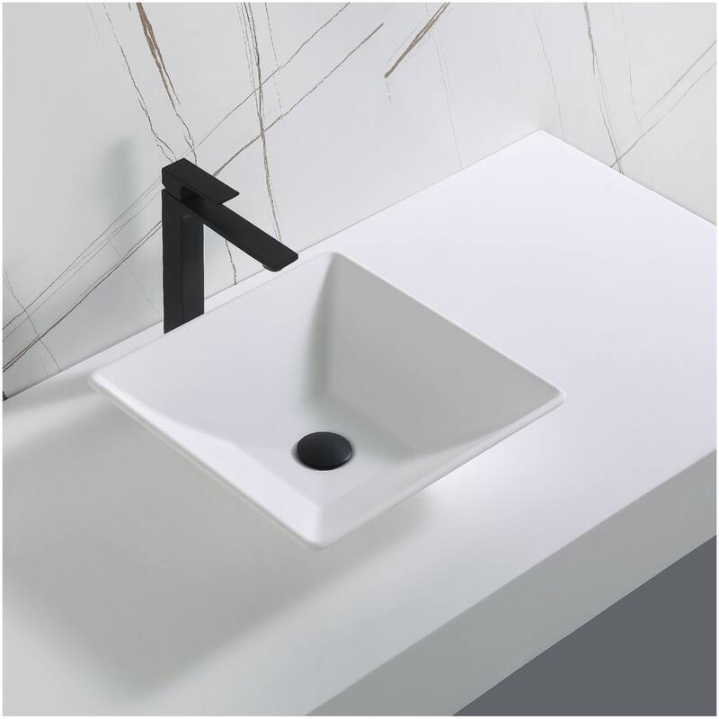 Karran USA QM178 Quattro Matte 16" Square Acrylic Vessel Bathroom Sink