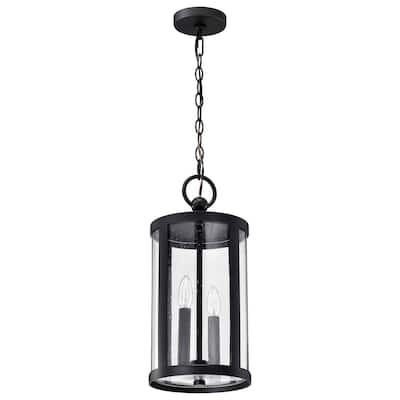 Broadstone 2 Light Hanging Lantern Matte Black with Clear Seeded Glass