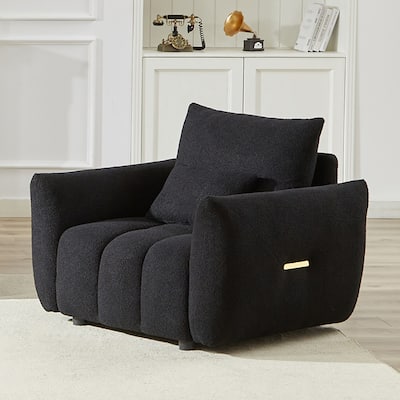 24.7 In Seat Wide Teddy Fabric Single Sofa with One Pillow