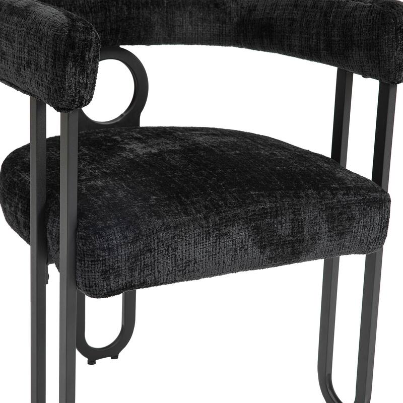 Mid-Century 2-Piece Barrel Side Chairs Dining Chair Armchair with Curved Backrest,Black