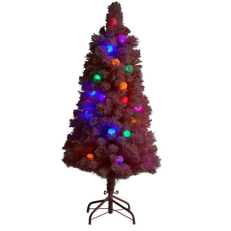 Pink Christmas Tree 4Ft Pre-Lit - Baroque Brilliance Artificial Tree with Globe Lights - 48