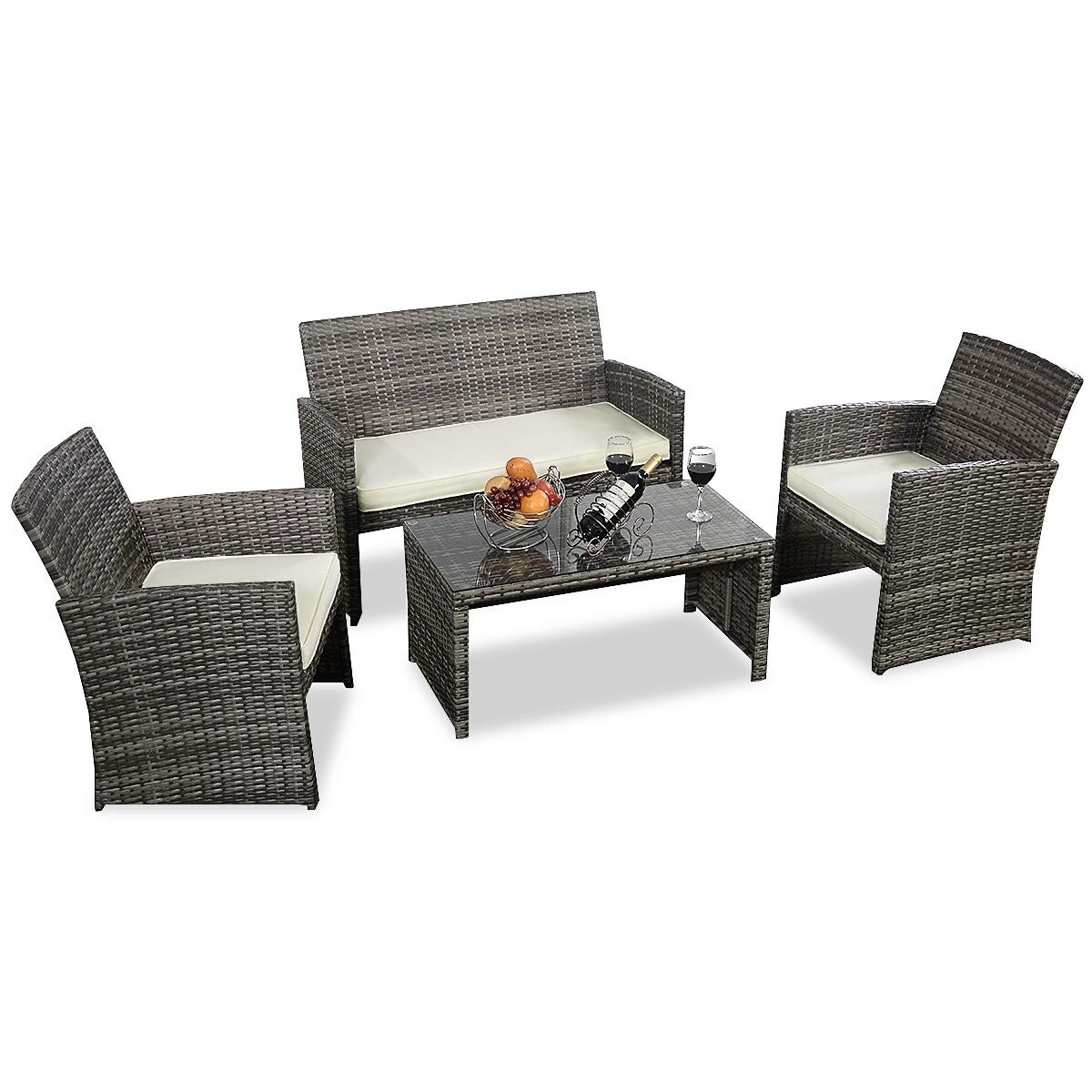 Shop 4 Pcs Goplus Outdoor Garden Sofa Furniture Set Brown Overstock 30647400