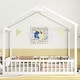 preview thumbnail 23 of 56, Double Twin House-Style Floor Bed with Fence and Guardrails, No Door