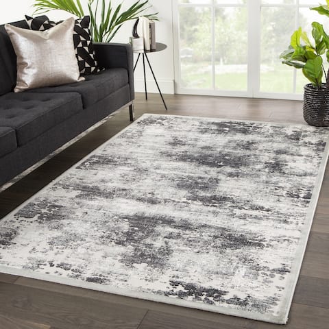 Ziv Abstract Grey/ White Area Rug