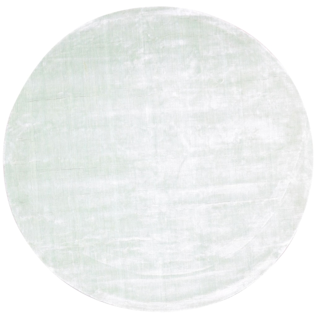 One of a Kind Hand-Woven Modern 6' Round Solid Viscose Silver Rug - 6' Round