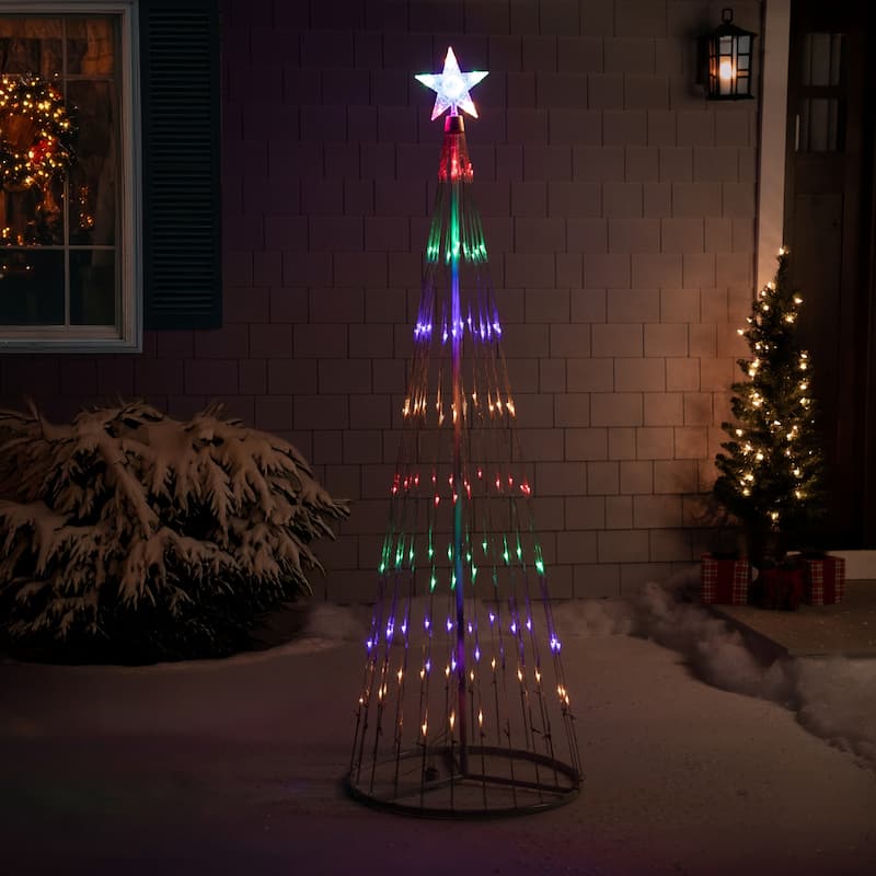 6' Multi-Color LED Lighted Show Cone Christmas Tree Outdoor Decoration