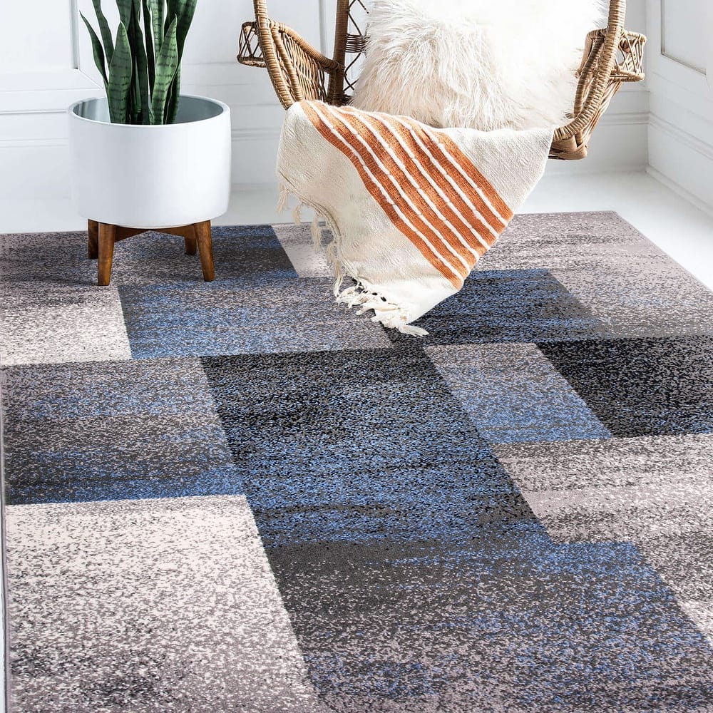 World Rug Gallery Modern Geometric Boxes Area Rug