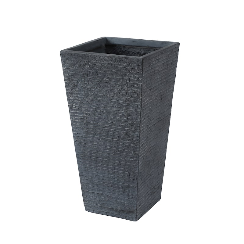 Grey Stone Finish Tall Tapered Square MgO Planter (Set of 2)