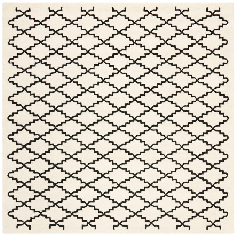 SAFAVIEH Handmade Chatham Slavna Modern Moroccan Wool Rug - 7' Square - Ivory/Black