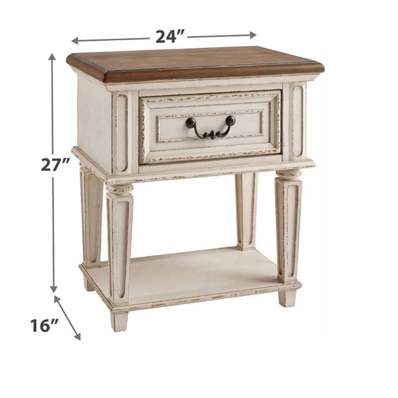Antique White 1 Drawer 24 in. W Nightstand with Tapered Legs