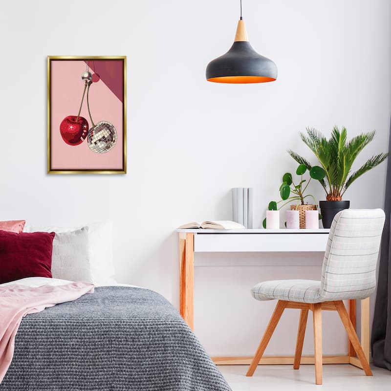Stupell Dazzling Disco Cherries Framed Floater Canvas Wall Art Design By LSR Design Studio