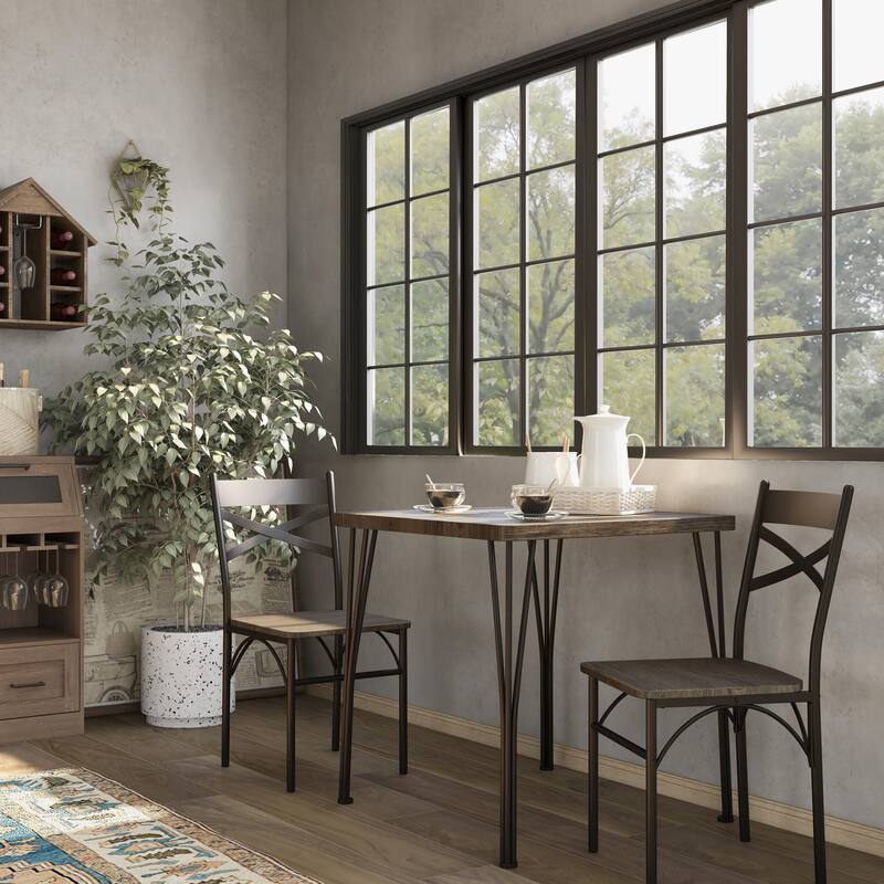 Furniture of America Zath Industrial Metal Compact 3-piece Dining Set