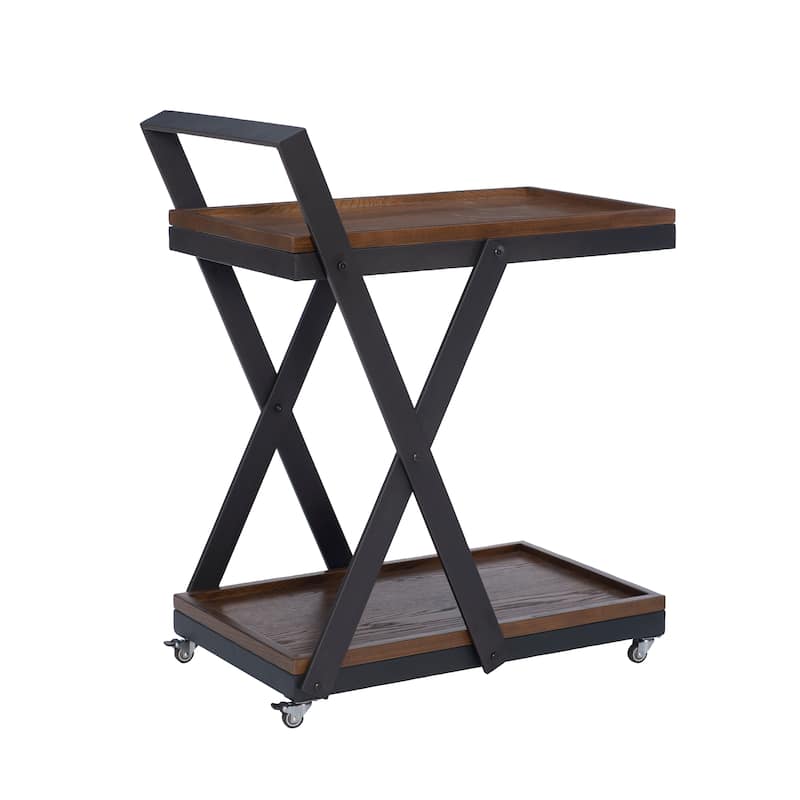 Walton Rustic Wooden Portable Bar Cart